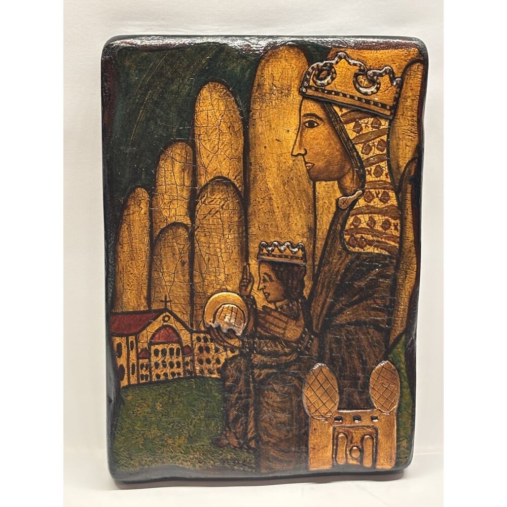 Hand made Orthodox Wooden ICON of Virgin Mary and Jesus Christ